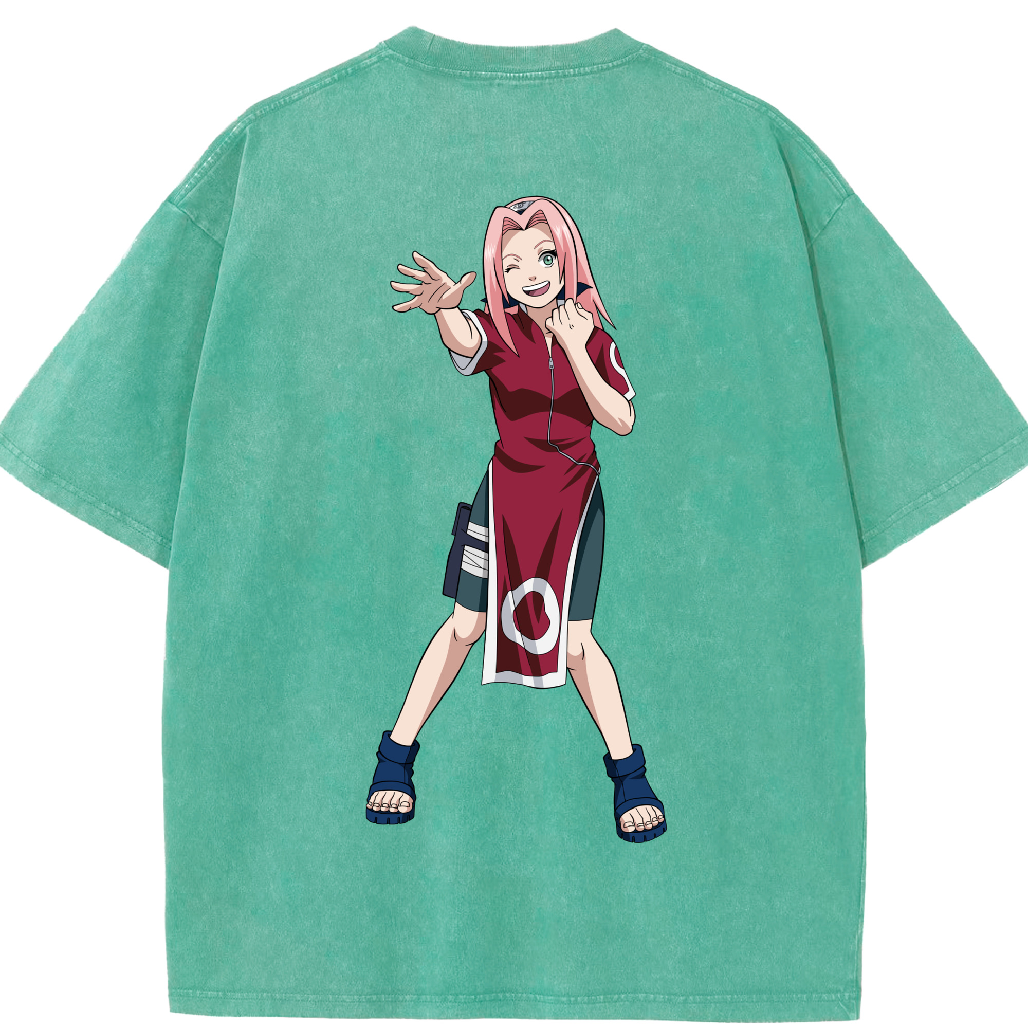 （画像用） NARUTO -ナルト- 春野サクラ Haruno Sakura 綿100% ヴィンテージ風 半袖Tシャツ（背面プリント）